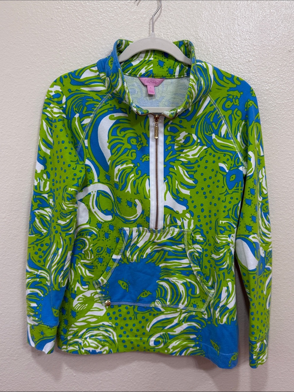 Lilly Pulitzer Roar Of The Jungle Popover Top Half Zip Small